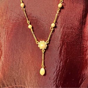 Goldtone 18” Pearl and CZ necklace